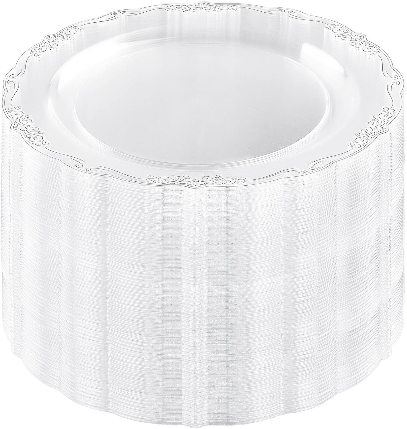 DaYammi 60PCS Clear Plastic Plates Heavy Duty Clear Disposable Plates 7.5” Fancy Dessert Plates Small Cake Plates Appetizer Platos Hard Round Plastic Platos Disposable for Wedding and Party