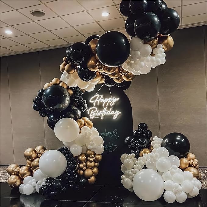 Metallic Gold Balloons, 140pcs Gold Balloons 18 12 10 5 Inch Different Sizes Pack Party Latex Balloons for Birthday Halloween Holiday Balloon Garland as Party Decorations