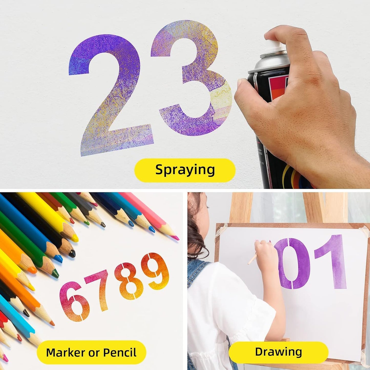 13 Inch Large Number Stencils - Reusable Plastic Digital Stencils for Cake, Address, Painting