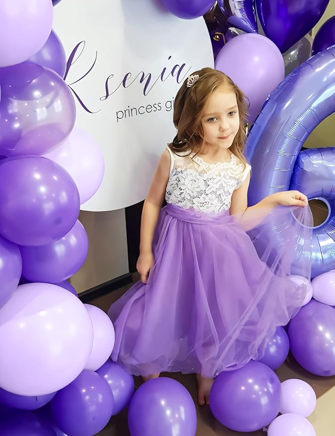 Purple Balloons Garland Arch Kit,132pcs Mothers Day Balloon Arch Kit with Different Sizes Pastel Dark Purple Metallic Purple Balloon & Confetti Balloon, for Mothers Day Decorations,Wedding,Birthday