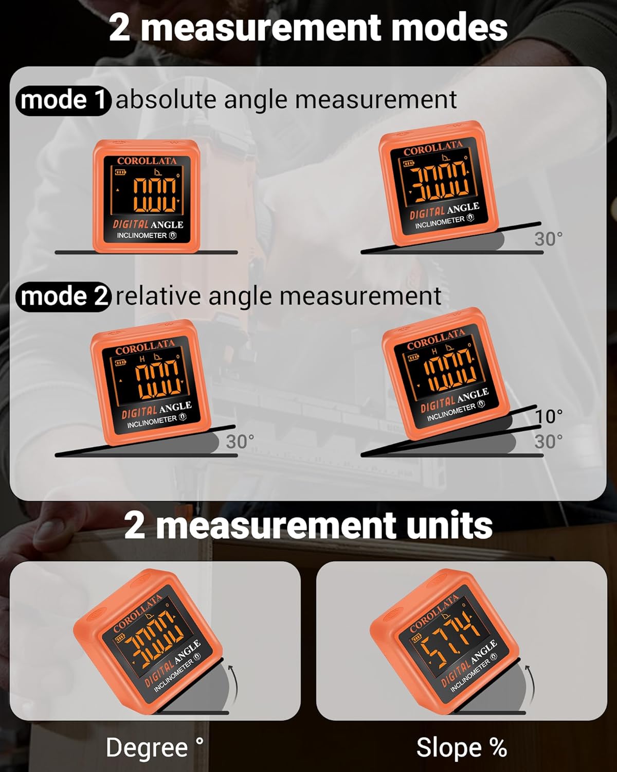 Mini Digital Angle Finder Gauge - Magnetic Torpedo Level Tool with LCD Display Precision Protractor for Table Saw, Miter，Pipes, Inclinometer Pocket Wood Working Measuring