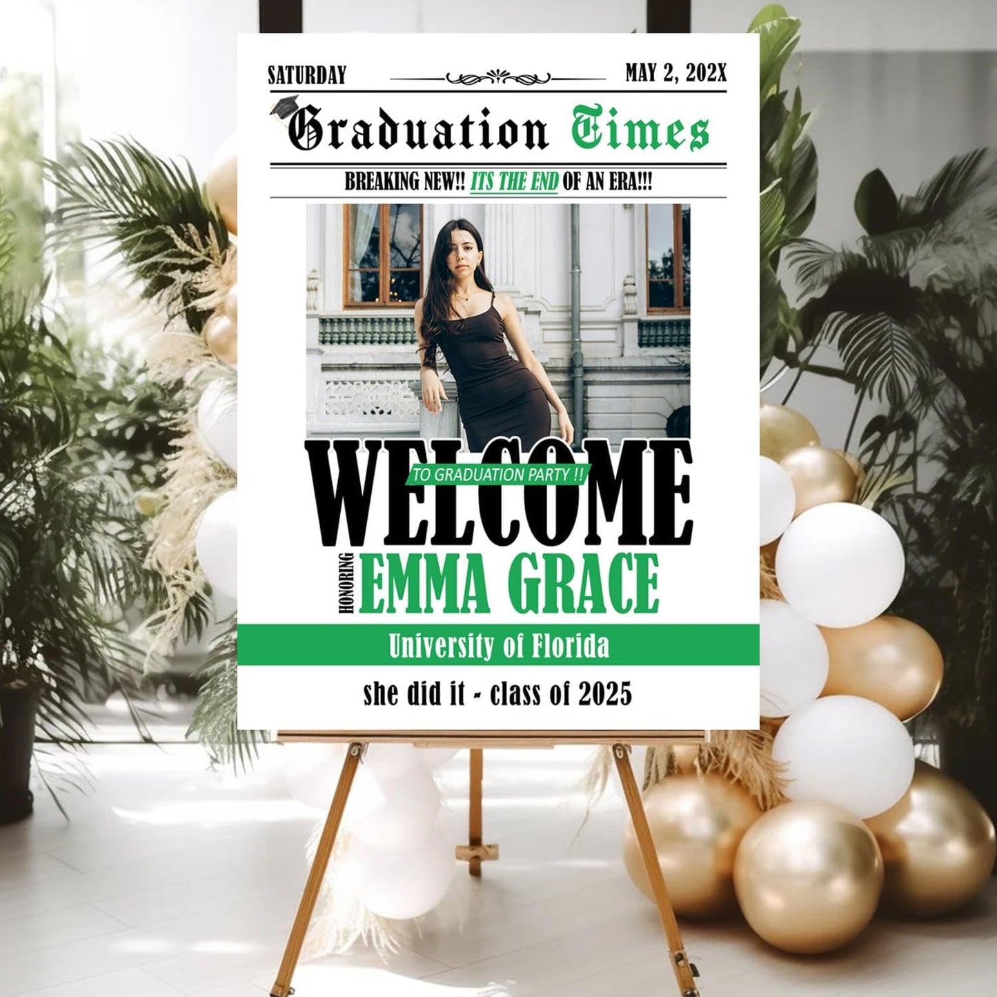 Personalized 2025 Graduation Party Welcome Sign, Minimalist Grads Decor, Class of 2025 Graduation Party Poster, Custom Graduation Party Sign, Congrats Grad Decorations Design 4