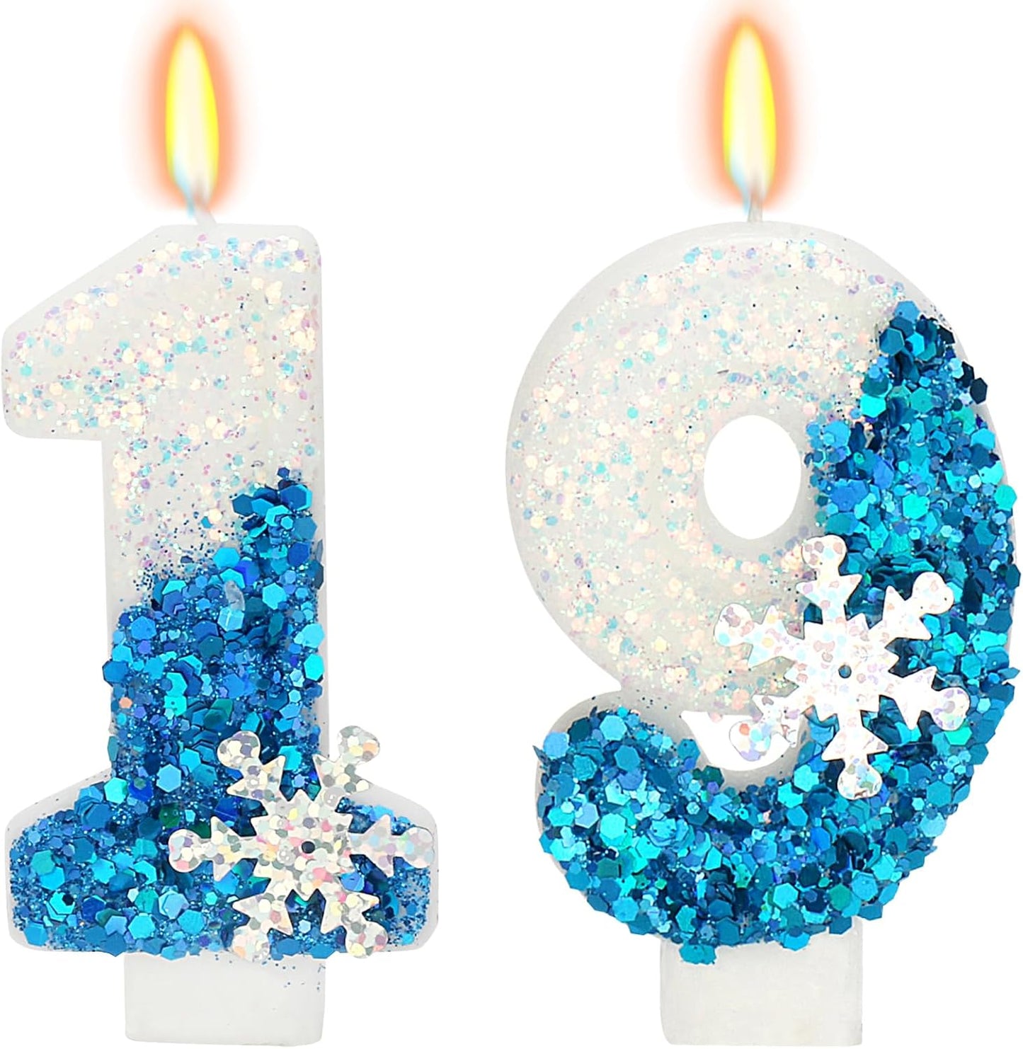 Snow Themed Birthday Candles, Birthday Candle for Party Supplies, Winter Birthday Party Supplies, 2.76 inch Number 19 Candle Cake Topper Decoration (Number 19)