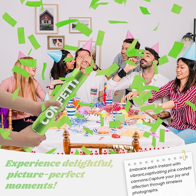 Confetti Cannon Green Biodegradable Confetti Poppers 12Pack Party Poppers Confetti Shooters Green Sticks for Wedding Graduation Engagement Anniversary Bridal Shower Valentines Day Birthday