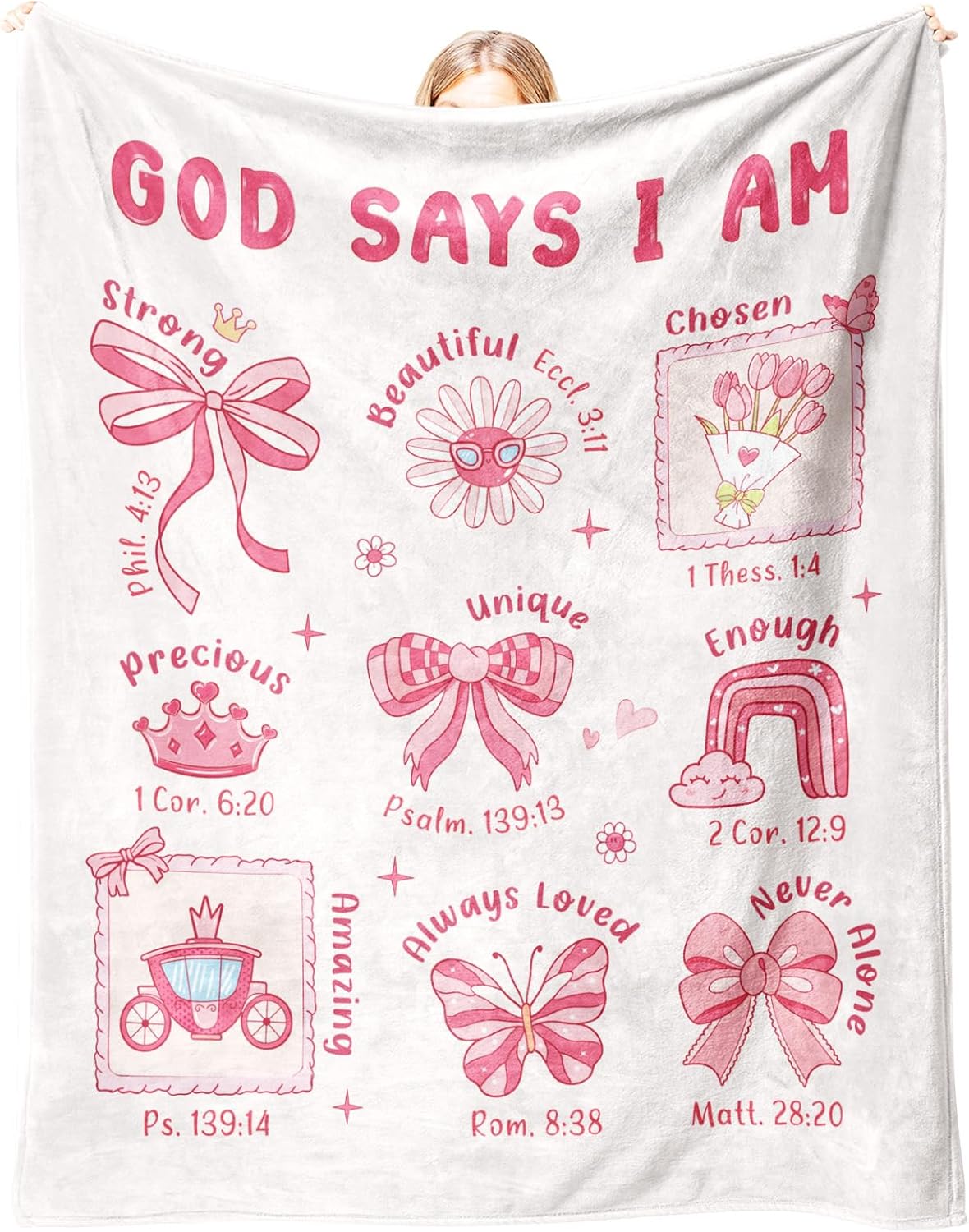 Baptism Gifts for Girl Christening, Christian Gifts for Women Faith, Flannel Soft Baptism Blanket Decor, Religious Gift for Women on Birthday Christmas, Bible Verse Scripture Prayer Blanket