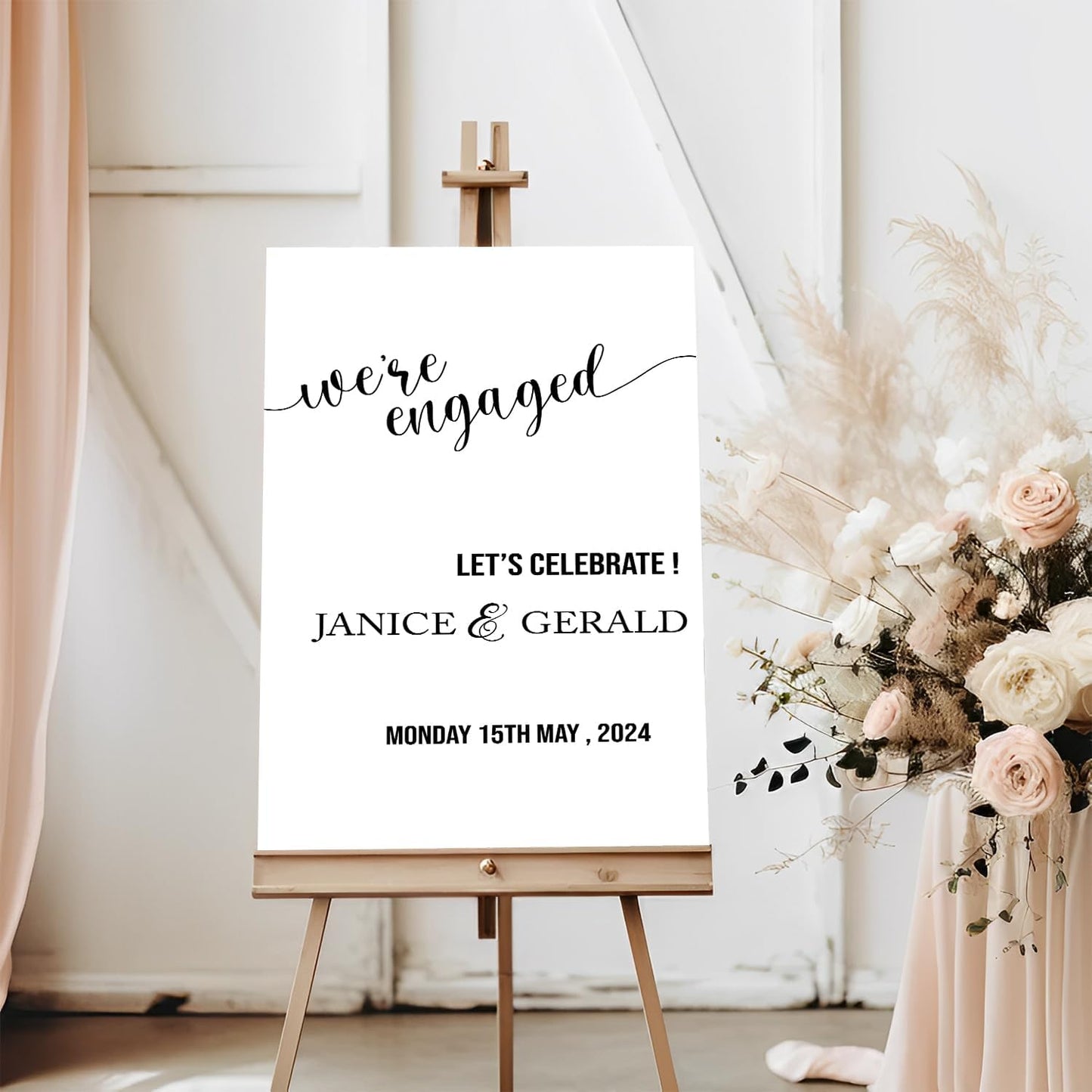 Engagement Party Sign, Engagement Decorations, Minimal Engagement Party Welcome Sign Portrait, Engaged Printable Sign Template, Custom Engagement Welcome Sign