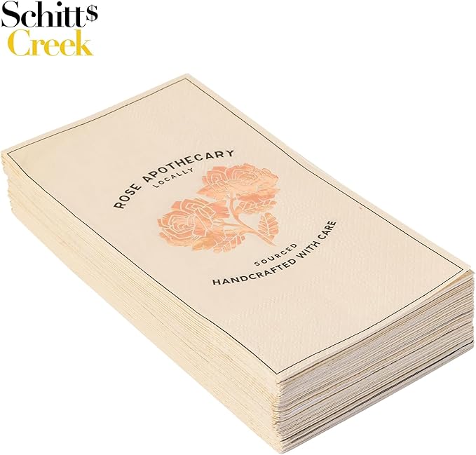 Silver Buffalo Schitt’s Creek Rose Apothecary Vanity Napkins – 32 Count Linen-Feel Disposable Guest Towels for Bathroom or Events
