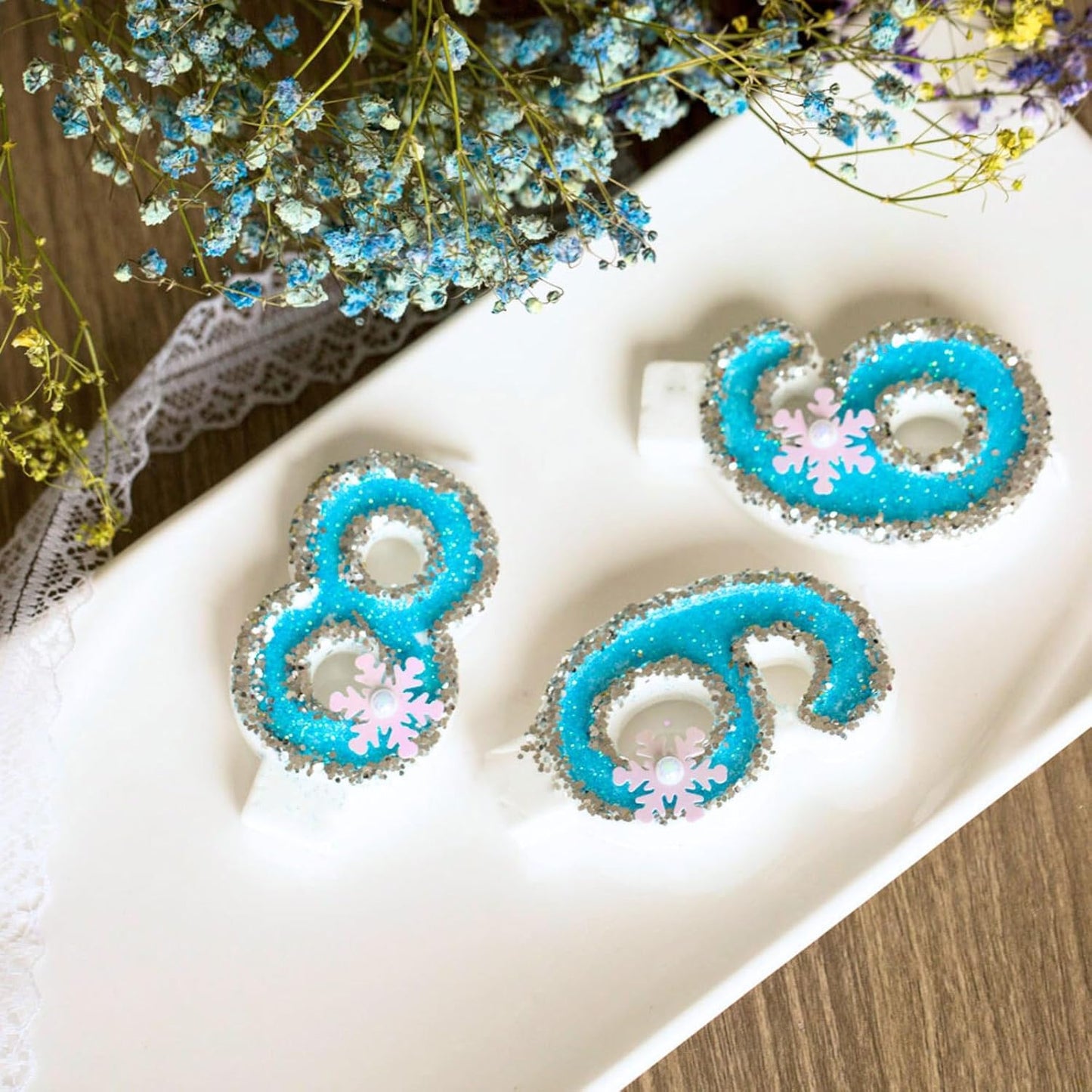 Frozen Birthday Number Candles for Cake, Blue Number 9 Candle, 9th Frozen Cake Topper, Fun Glitter Birthday Candles Cupcake Topper for Party Anniversary Decorations