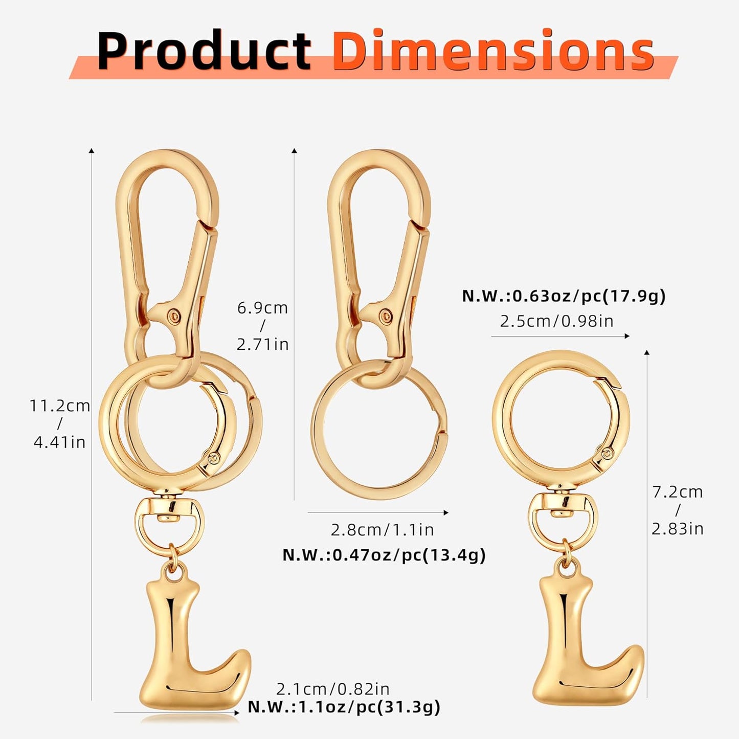 Gold Bubble Heart Initial Bag Charms for Handbags – Cute Initial Letter Keychain for Women, Purse Charms, Gold Gift