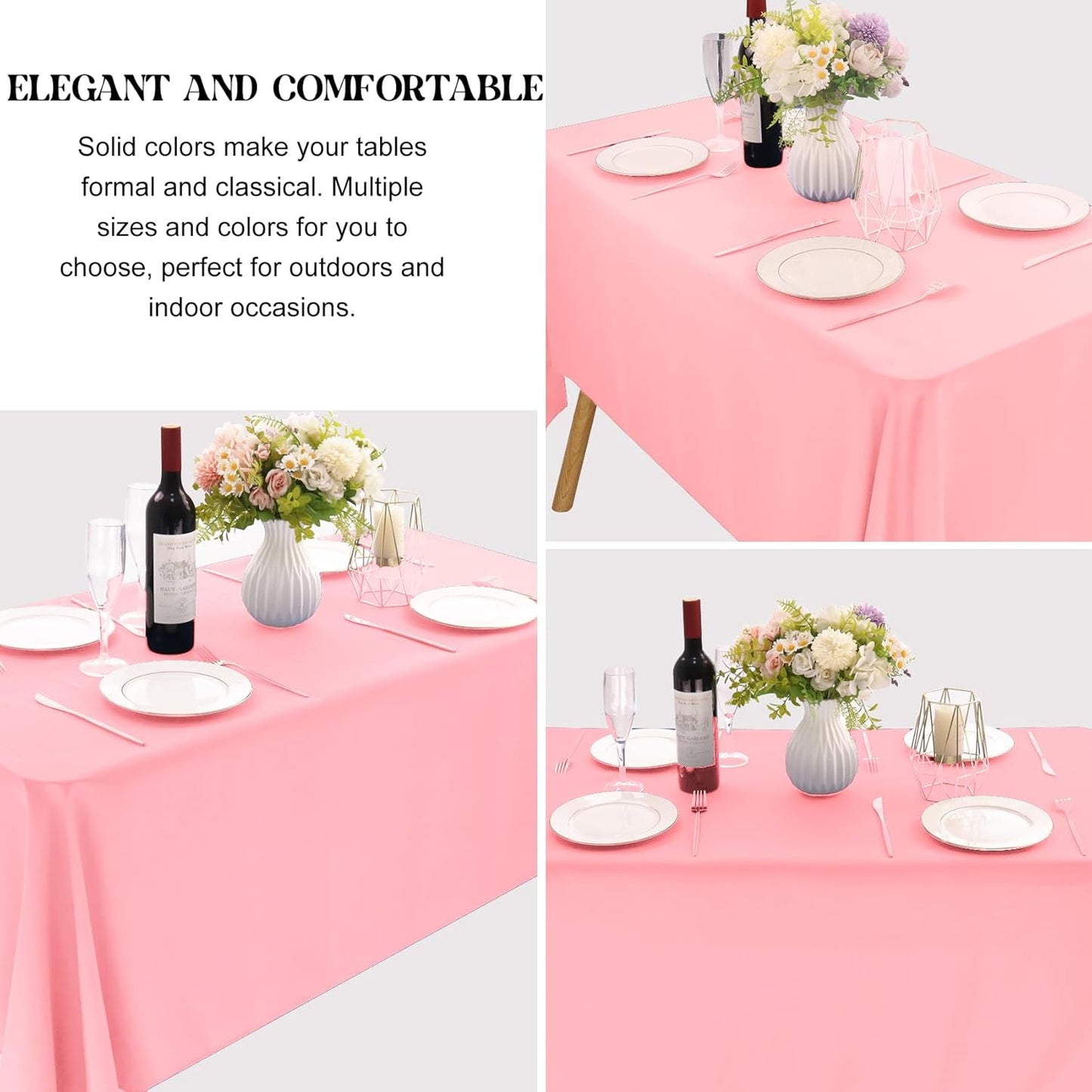 4 Pack Rectangle Tablecloth for 6 Foot Tables Washable Polyester Table Cover for Wedding Dining Table Parties Banquet（70x120 Pink）