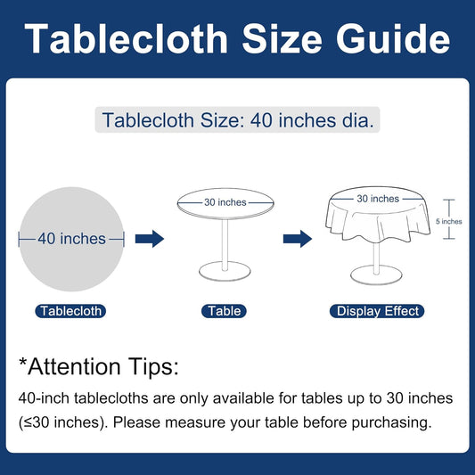 Hiasan Round Linen Table Cover 40 Inch - Wrinkle and Stain Resistant Washable Polyester Fabric Table Cloth for Dining Room Kitchen Party, White