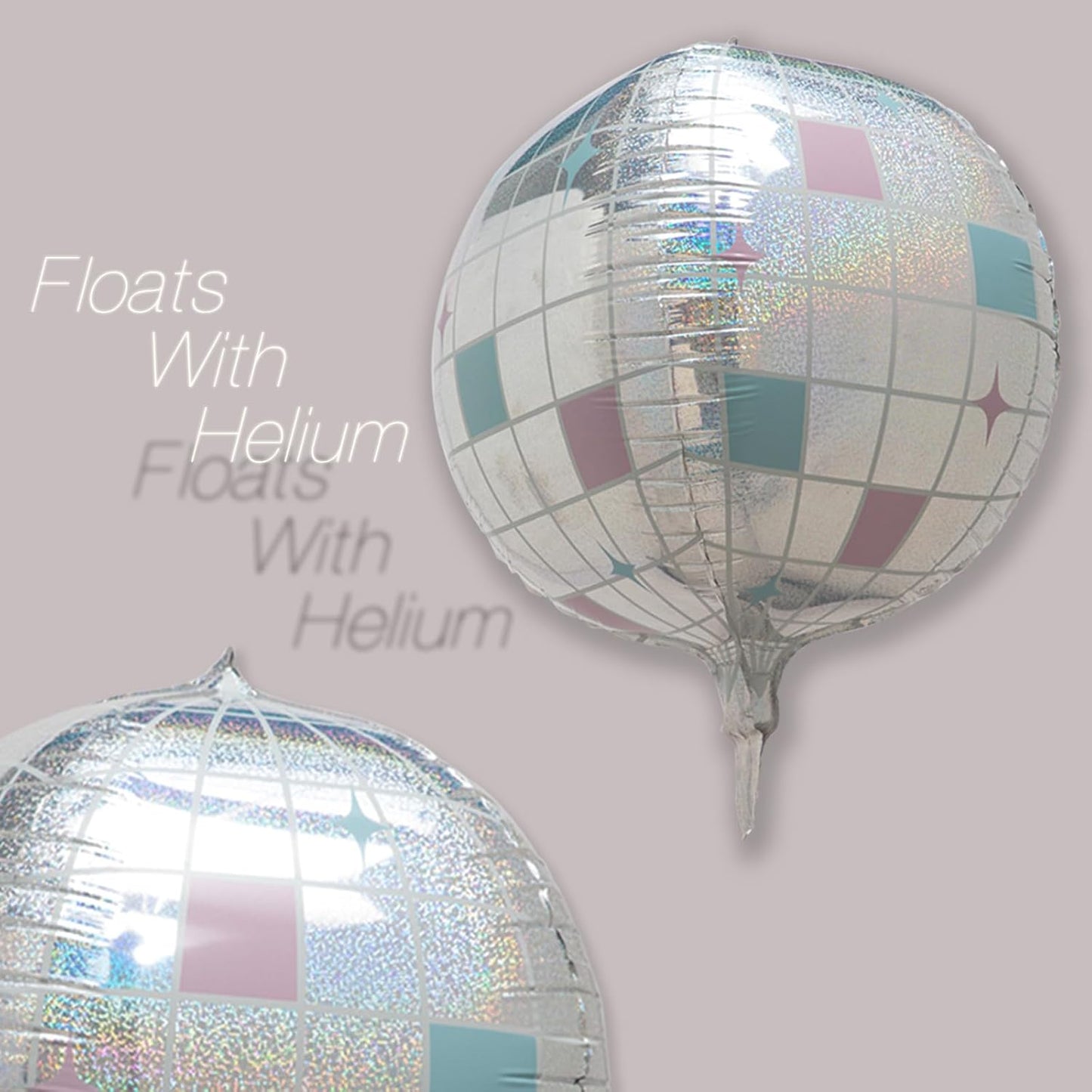 8pcs Iridescent Disco Ball Foil Balloons&Glitter Silver Sparkle 4D Balloon For Cowboy Themed Bachelorette,Anniversary Groovy Birthday Party Supplies, 70s 80s 90s Baby Shower,Space Decoration
