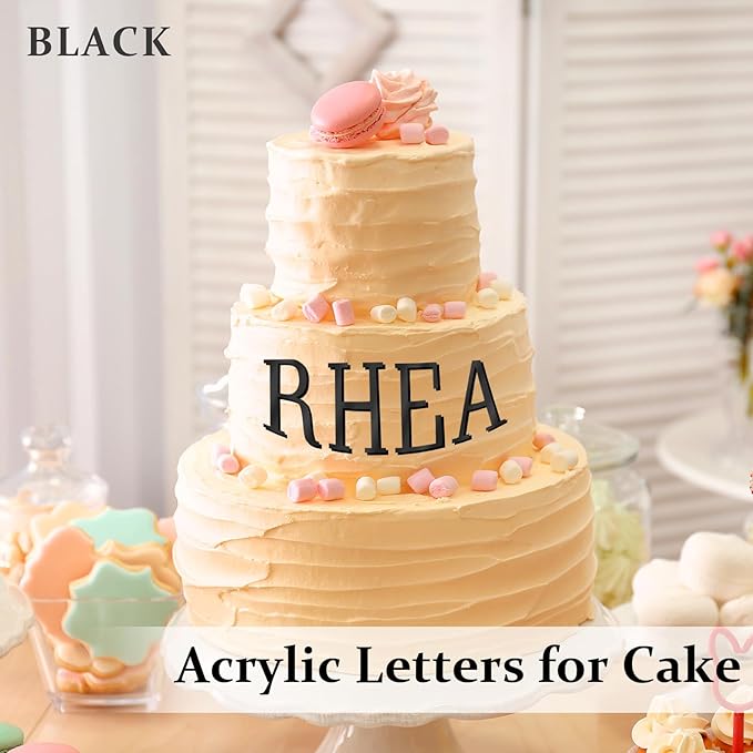 74 PCS Custom Cake Topper Name Black Acrylic Letters DIY Personalized A-Z & 0-9 Number Alphabet Cake Decoration For Wedding Anniversary Baby Shower Party Birthday Supplies
