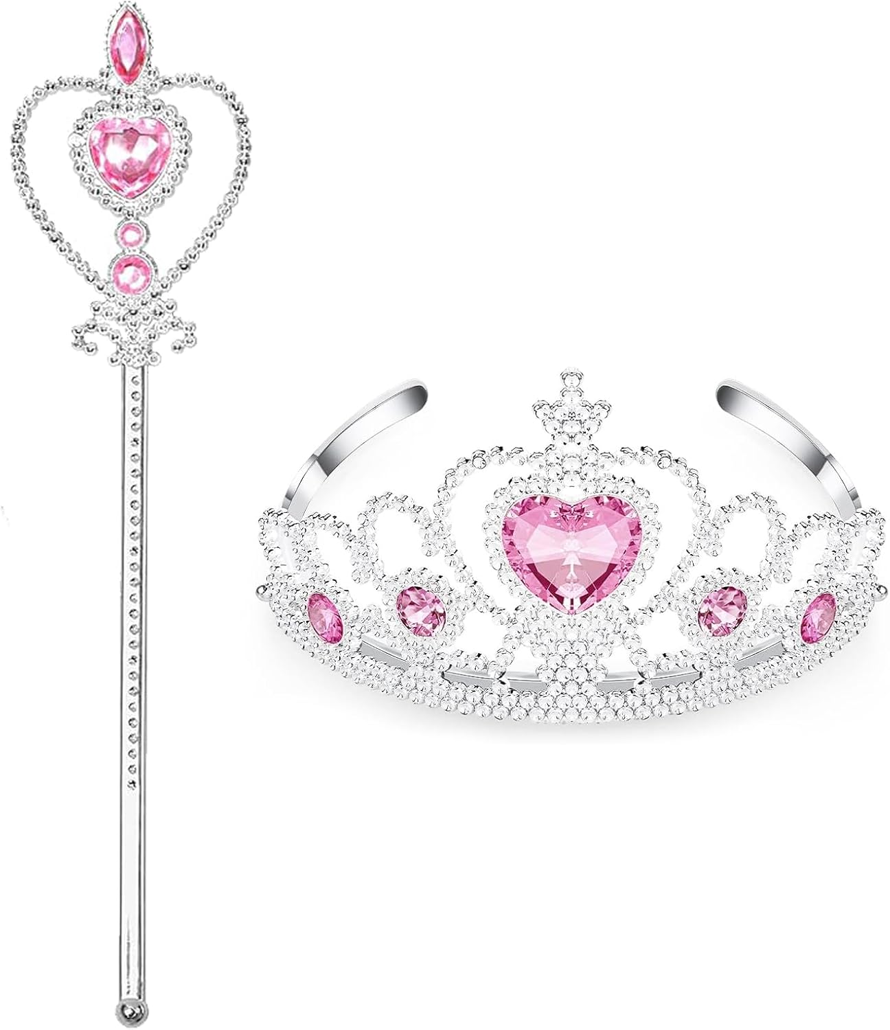 S & E TEACHER'S EDITION 2Pcs Princess Crown and Wand, for Little Girls, Jewelry Toy Princess Costume Accessories, Christmas Gifts Set
