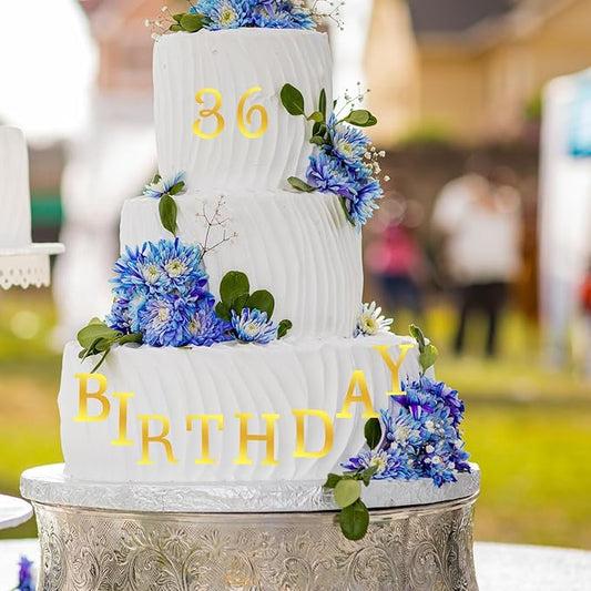 37 Pcs Acrylic Cake Letters, Gold Cake Letters Topper, DIY Personalized Name Cakes Toppers with A-Z Letter Custom Birthday Party 0-9 Number Cakes Decoration for Wedding Anniversary Baby Shower