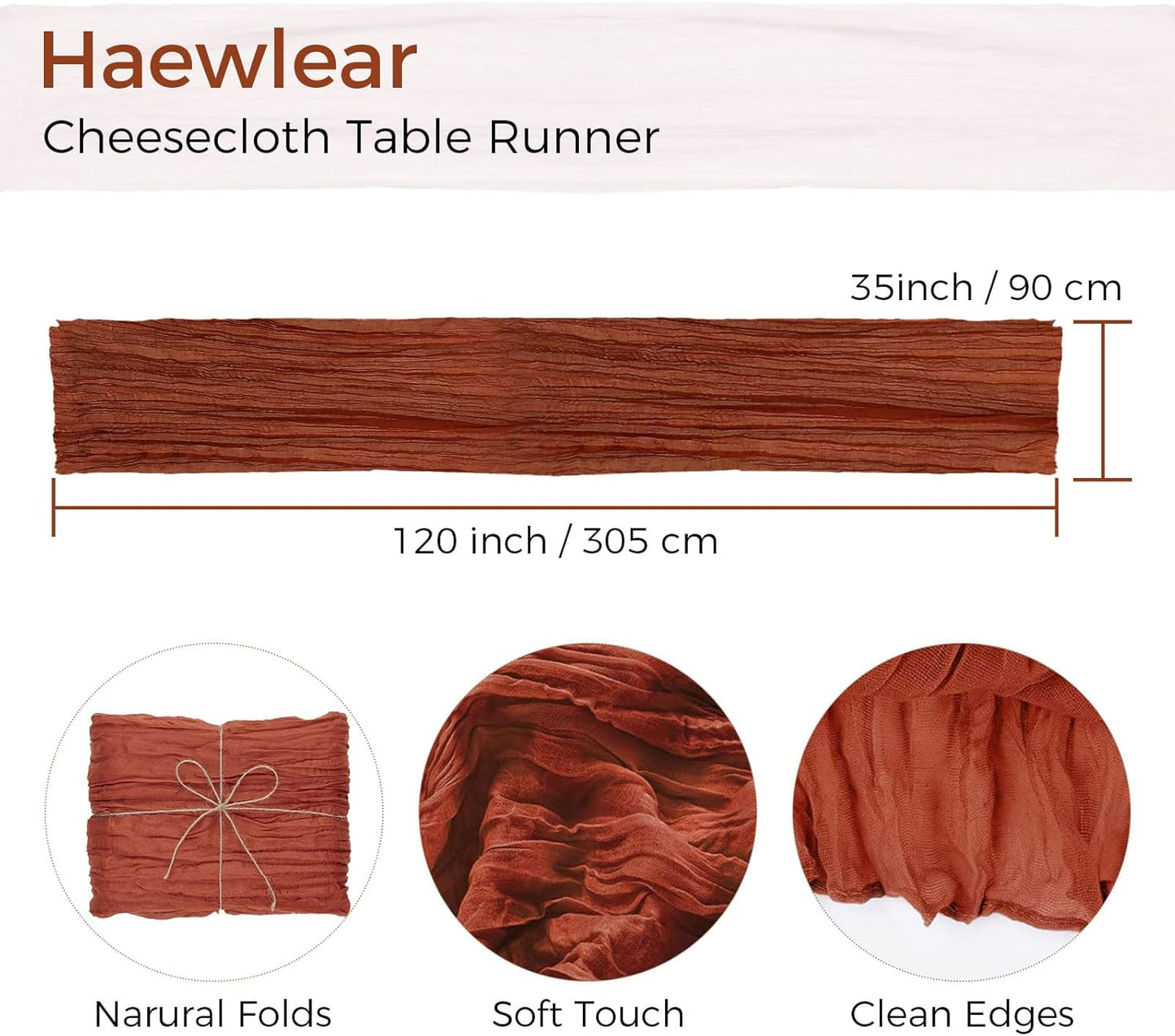 6 Pack Cheesecloth Table Runner 10Ft Boho Gauze Table Runner Cheese Cloth Long Rustic Sheer Table Runner for Wedding Bridal Baby Shower Birthday Party Cake Table Arbor Decorations (Terracotta)