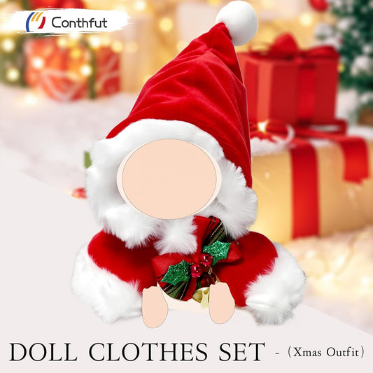 17cm/15cm Doll Clothes Christmas Outfit Set,Christmas Cape with Hat Accessories for Dolls,Clothes Set for Dolls Dress Up (No Doll) (Red 01)