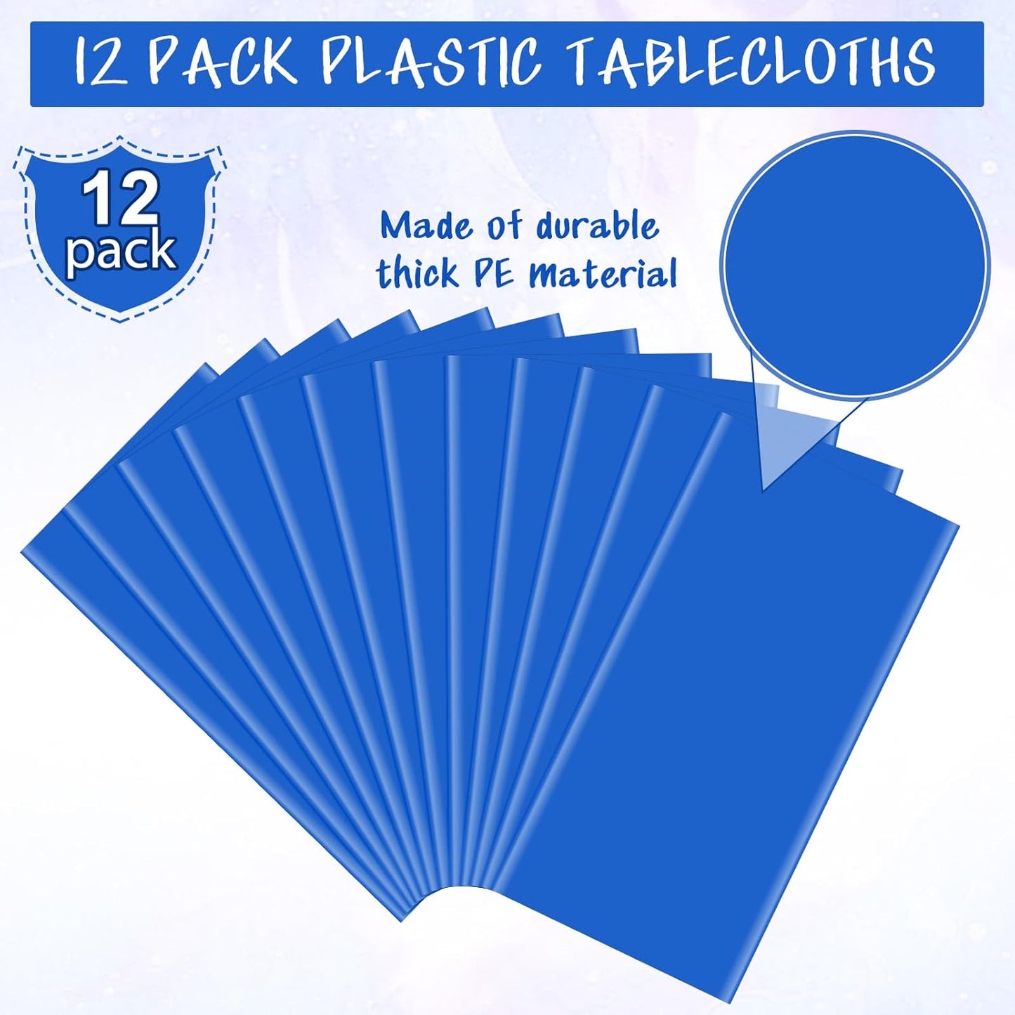 12Pcs Navy Blue Tablecloths,Disposable Plastic Tablecloth,Waterproof Dark Blue Rectangle Table Cover for Graduation Birthdays Weddings Anniversary Party Decorations,54 x 108 Inch