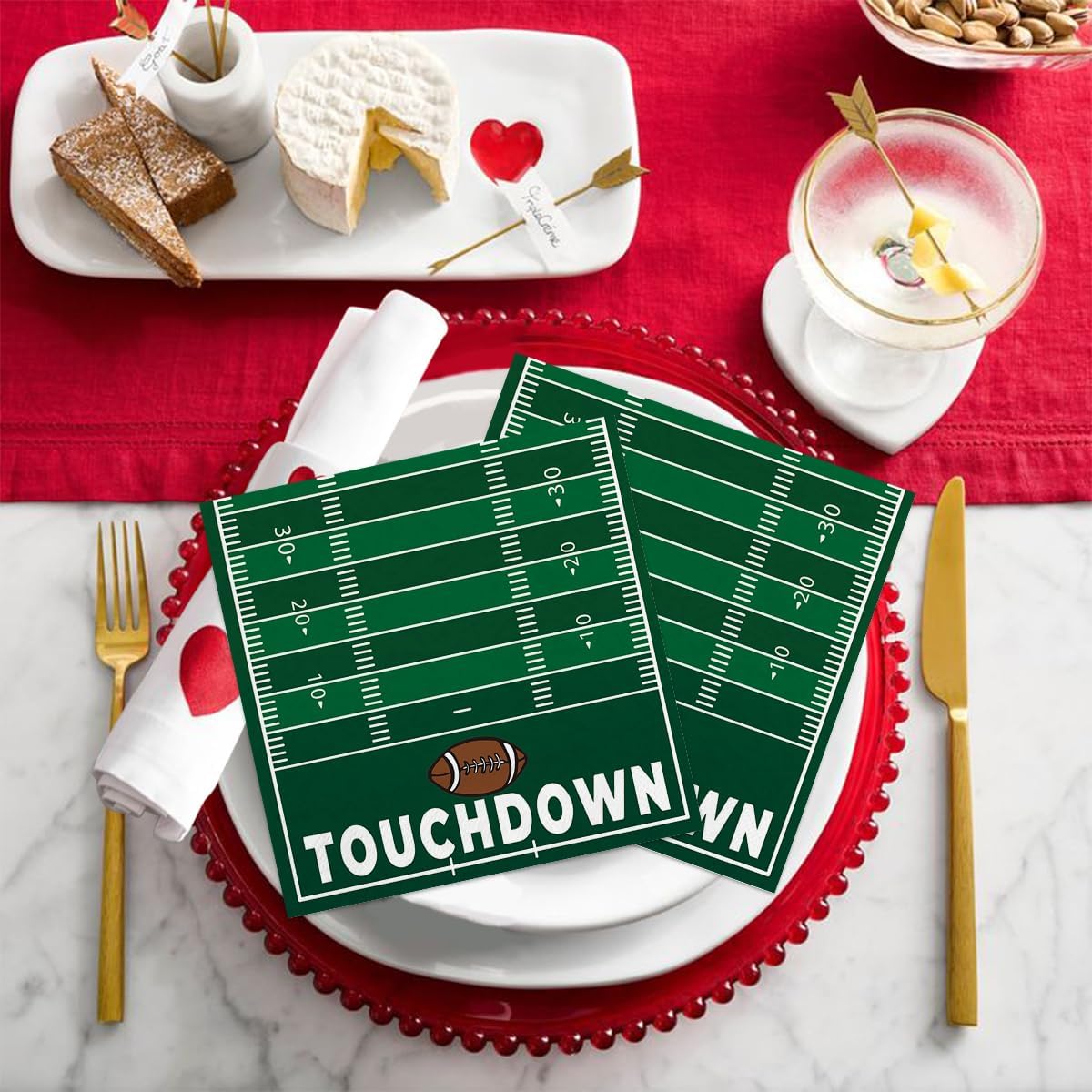 Horaldaily 100 Super Bowl Disposable Paper Decorative Luncheon Napkins, Football Touchdown and Game Day Themed for Party Lunch Dinner Kitchen Bathroom