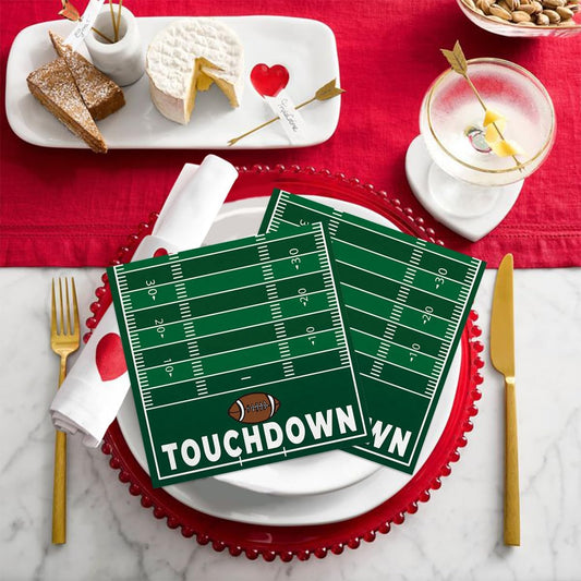 Horaldaily 100 Super Bowl Disposable Paper Decorative Luncheon Napkins, Football Touchdown and Game Day Themed for Party Lunch Dinner Kitchen Bathroom