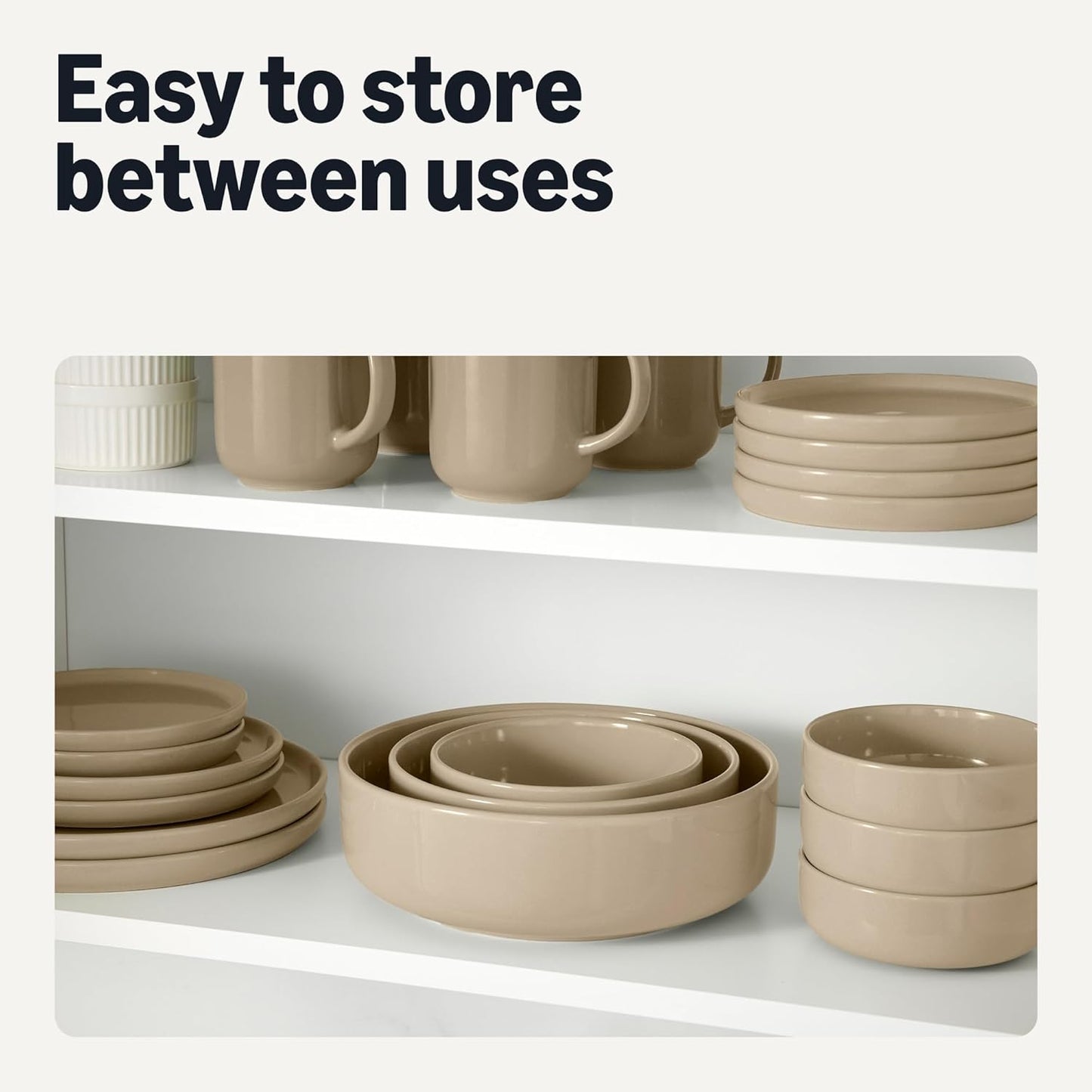 Amazon Basics Glazed Stoneware Bowls, 4-Piece Set, Dishwasher-Safe, 5.5 in., Linen Gray