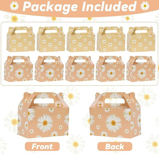 12 Pcs Daisy Flower Treat Boxes Party Supplies Hippie Daisy Flower Summer Party Favors Goodie Gift Boxes for Girls Birthday Baby Shower Wedding Decorations Retro Hippie Boho Treat Candy Box Home