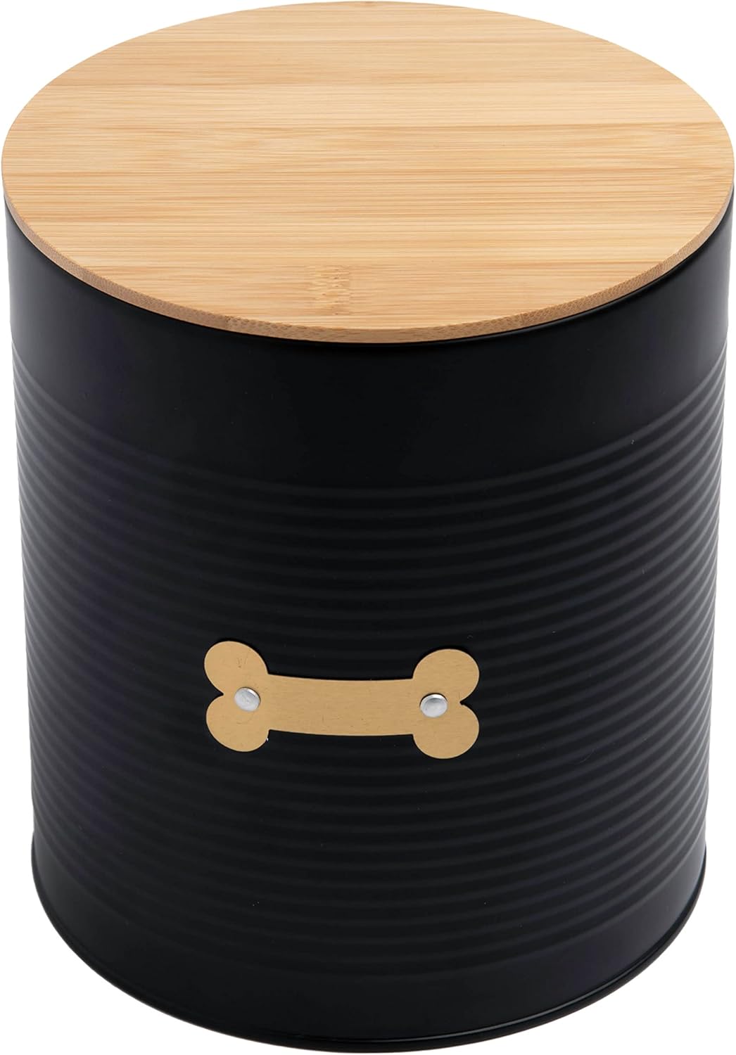 Park Life Designs - Metal Pet Treat Jar with Airtight Lid for Dogs, Cats, Puppies and More, Chic Kitchen Countertop Container for Cookies, Biscuits and Treats (Hector, Black, 2.25 Qt)
