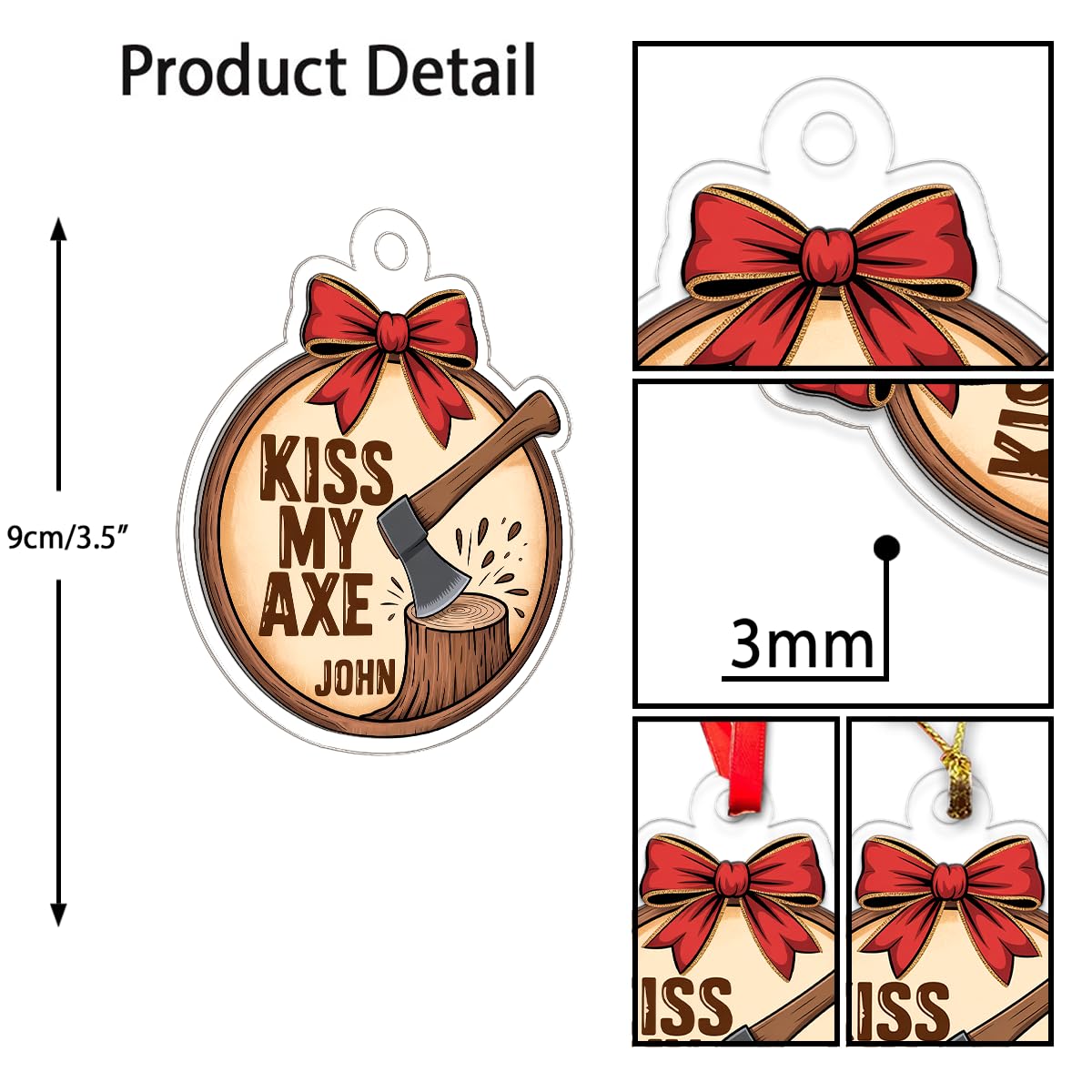 Personalized Kiss My Axe Adult Ornament, Funny Christmas Tree Decoration, Adult Ornament, Funny Ornament, Woodworker Holiday Ornament Acrylic Ornament – Personalized Christmas