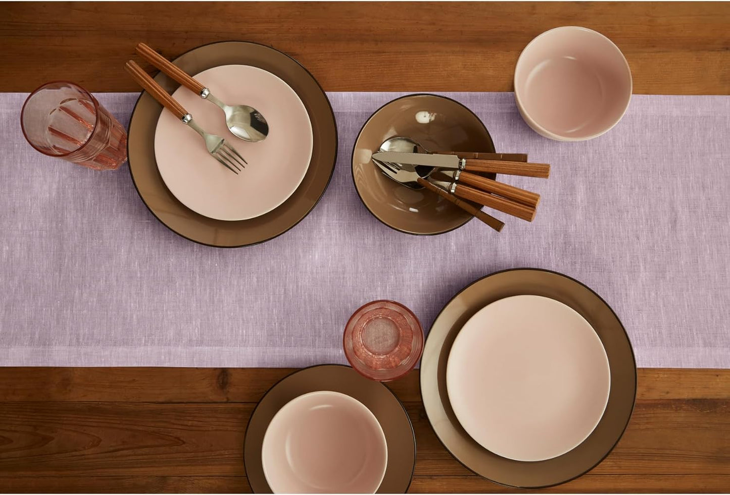 Solino Home Linen Chambray Lavender Table Runner 120 Inches Long - Athena, 100% Pure Linen 14 x 120 Inch Table Runner for Thanksgiving, Holiday