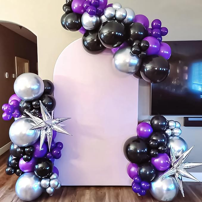RUBFAC 120pcs Balloons for Birthday Baby Shower Graduation Anniversary Wedding Party Supplies Garland Arch Decoration,12 Inches,Dark Purple