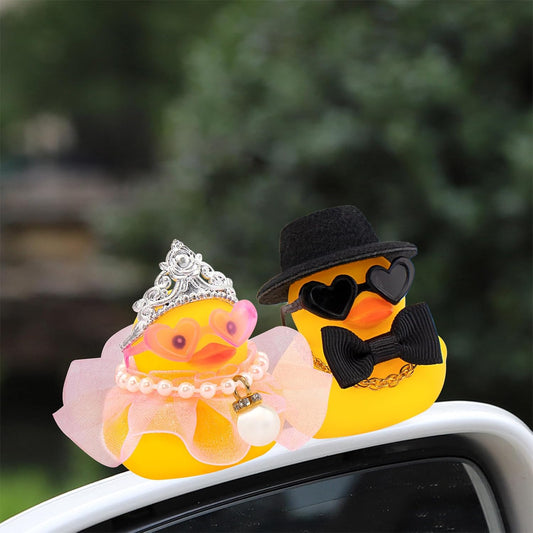 wonuu Pair Set of 2 Bride and Groom Rubber Ducks for Wedding Favors, Party Favors, Ceremony Gift Set, Marriage Souvenir, Marry Blessings, Aniversary Present, Pink Dress&Soft Top Hat