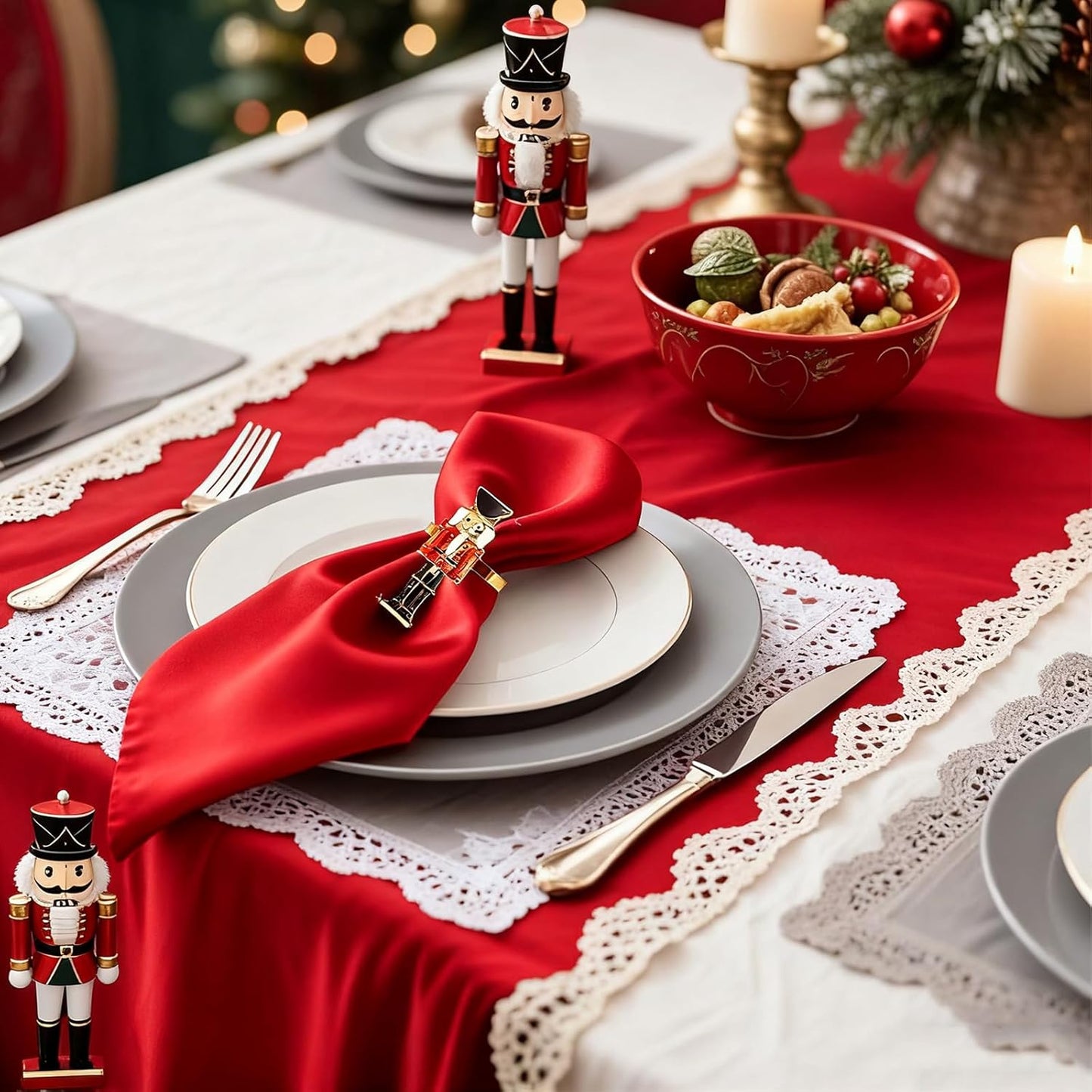 Christmas Nutcracker Napkin Rings Set of 6 for Thanksgiving New Year Xmas Wedding Banquet,Gold Nutcracker Solider Napkin Ring Holders for Baby Shower Brithday Family Gathering Table Decor