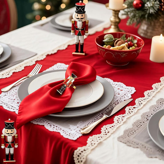 Christmas Nutcracker Napkin Rings Set of 6 for Thanksgiving New Year Xmas Wedding Banquet,Gold Nutcracker Solider Napkin Ring Holders for Baby Shower Brithday Family Gathering Table Decor