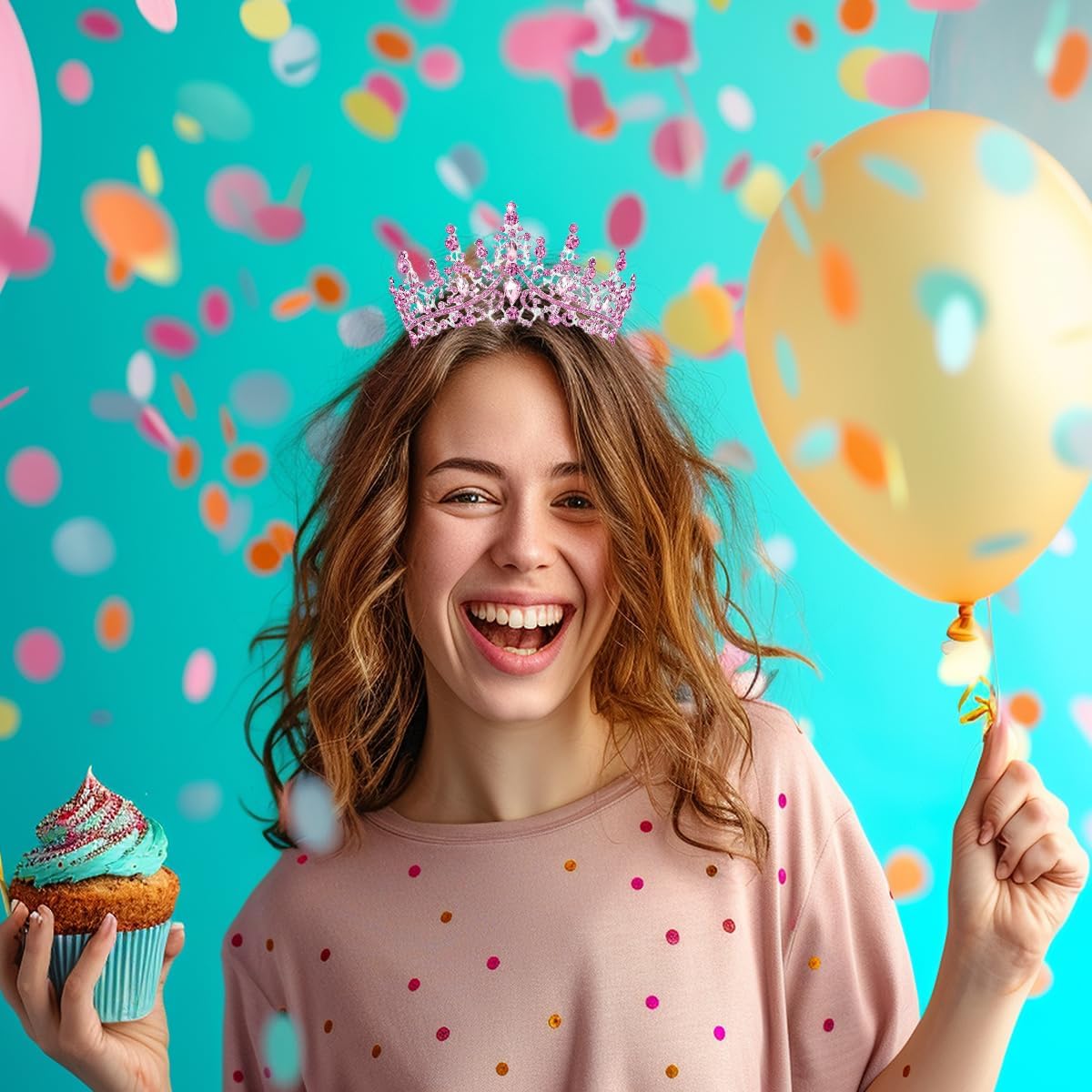 Birtthday Tiara Crown with Sash for Women Birthday Queen Party