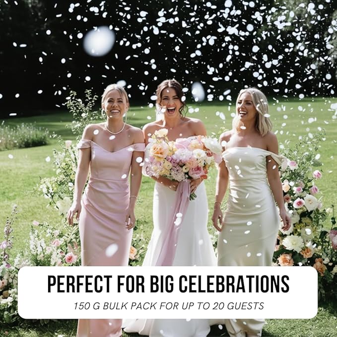 White Rice Paper Wedding Confetti for Flower Girl Basket, Confetti Cannon Filler - Biodegradable & Water Soluble Party Decor, Wedding Sparklers for Send Off Alternative, 150g 20000 Pcs