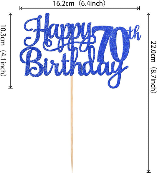 1 PCS Happy 70th Birthday Cake Topper Glitter Cheers to 70 Years Birthday Cake Pick Seventy 70 Fabulous Cake Decoration for Happy 70th Birthday Anniversary Party Decorations Supplies