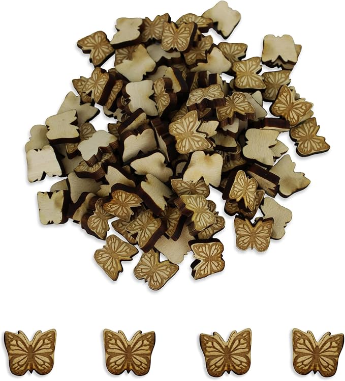 Confetti - Engraved Wood - Rustic Wooden Wedding Decor Party Table Scatter Decorations (Butterfly)