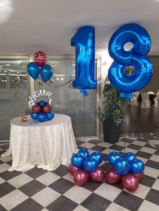 40 Inch Dark Blue Numbers Balloon, 18th Birthday Party Decoration for 1 8 18 81 Men & Women, 40 Inch Big Foil Balloon Number for Wedding Celebration Adult Party Supplies