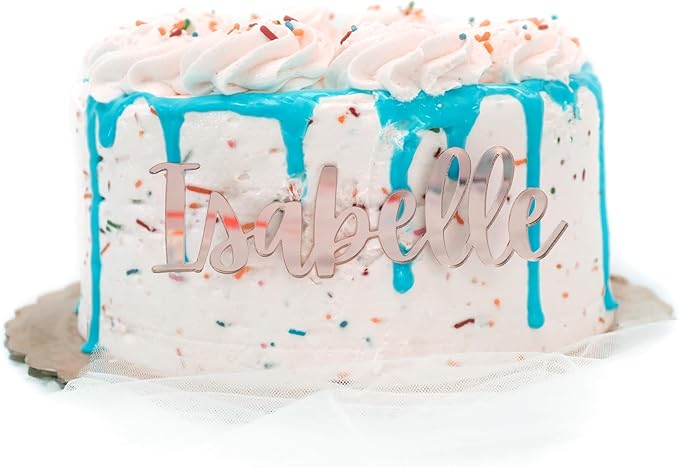 Custom Cake Name Plate | Personalized Acrylic Cake Topper for Birthday Party Shower Wedding with 40+ Color, Font, and Size Options - Made in the USA by Simple & Sentimental