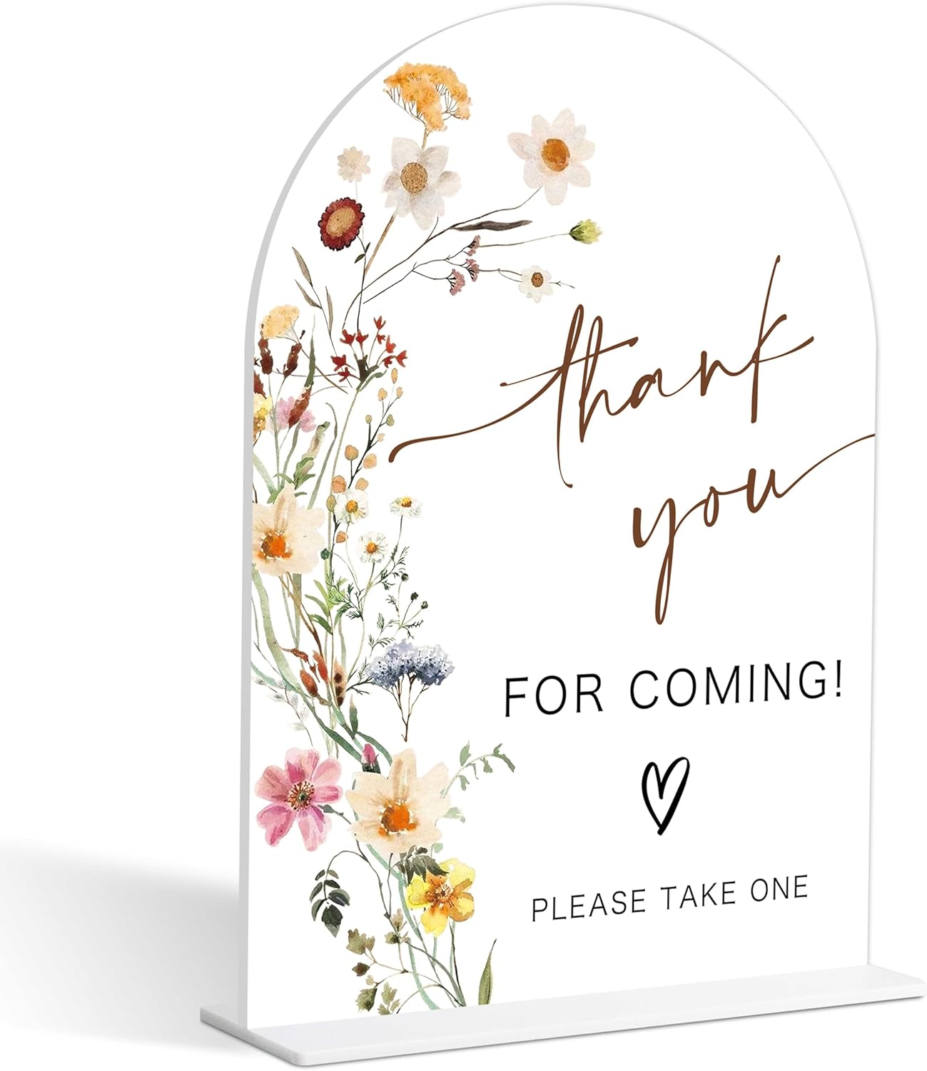 Please Take One Sign, Flower Style Bridal Shower Sign for Wedding, Engagement, Bridal Shower and Reception, Dessert Table Decorations, Wedding Shower Favors, 6X8 Inch Acrylic Arch Sign with Stand,8