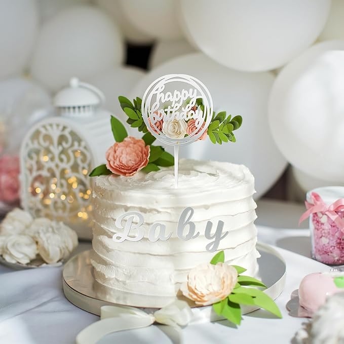 Teenyyou 68 Pcs Acrylic Alphabet Number Cake Topper 0-9 Number and A-z Letters Personalized Cake Picks Decor DIY Name Cupcake Toppers Christmas Wedding Baby Shower Party(Silver)