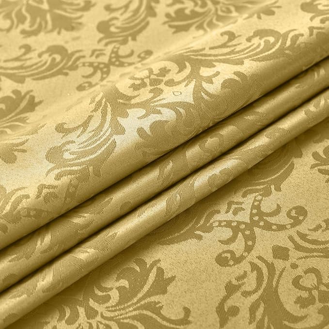 SASTYBALE Jacquard Square Napkin, Damask Wrinkle Resistant Soft Polyester Napkins, Fall Fabric Cloth Napkins for Wedding, Spring, Party, Dinners, Set of 4 (Gold, 20X20 inch Napkin)