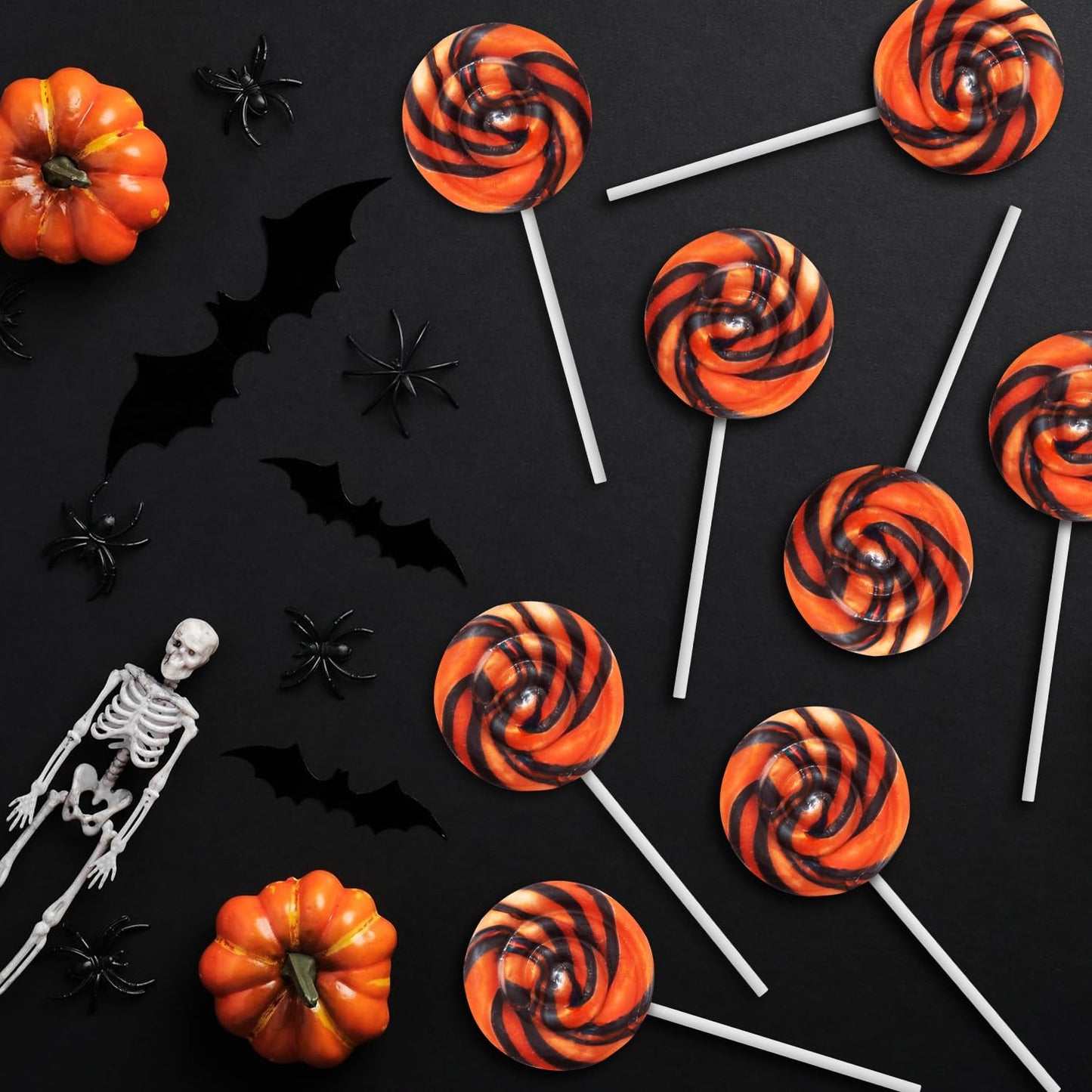 Halloween Lollipops, 50 Pieces of Halloween Candy Individually Wrapped, Perfect Suckers for Kids and Families, Swirly Trick or Treat Lollipop Design for Extra Fun