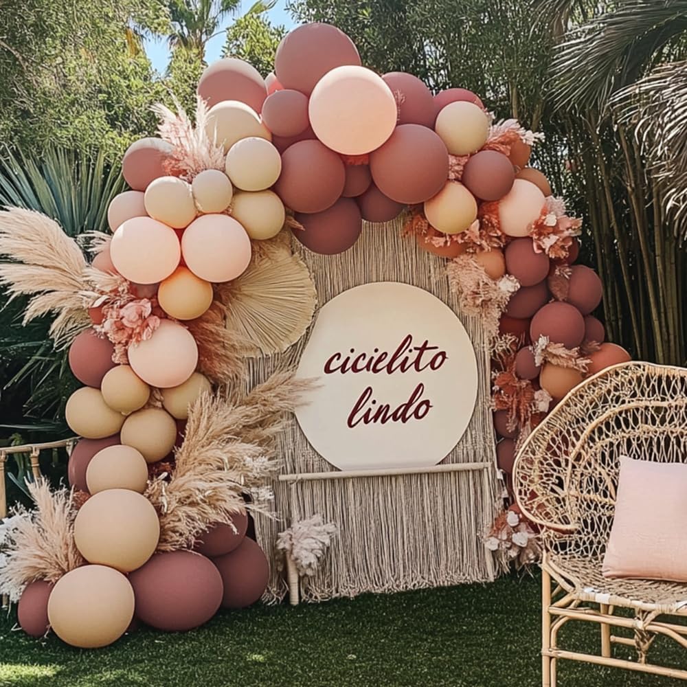 Boho Balloons Pink Nude Balloon Garland Double Stuffed Matte Cream Dusty Rose Balloon Arch Kit for Birthday Baby Showers Wedding, Bridal, Baptism, Fall, Thanksgiving, Autumn Party Decorations