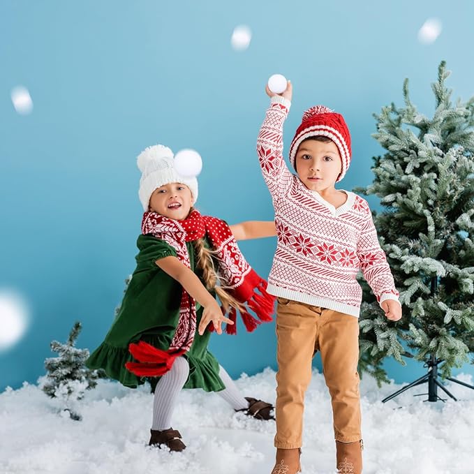 Elcoho 200 Pieces 2 Inch Artificial Snow Toy Ball Set with Bucket for Storage Kids Snow Fight Ball Realistic Snow White Plush Toss Ball for Kids Toss Game Winter Snow Fight Indoor Outdoor Xmas Decor