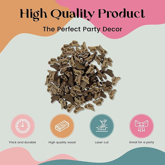 Confetti - Engraved Wood - Rustic Wooden Wedding Decor Party Table Scatter Decorations (Cowboy/Cowgirl Hat) | Dark Walnut