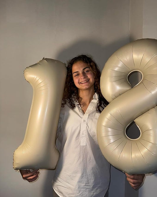 Cream 8 Balloon, Number Balloons 40 Inch, Cream 8th Birthday Decorations for Boys Girls, Birthday Balloons Party Supplies, Number 8 Balloon