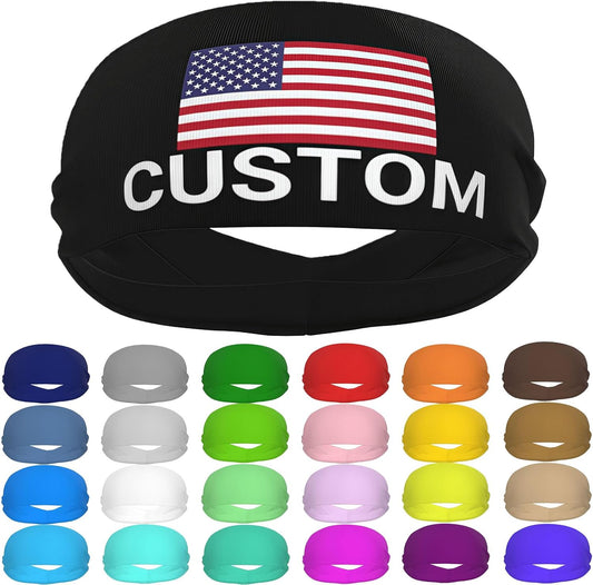 Custom Sports Headband Sweatband Bandana Add Your Photo Logo Text. Bulk Custom Unisex Sports Moisture Wicking Breathable Elastic ﻿