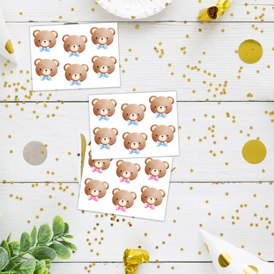 Gender Reveal Party Games, Bear Theme Baby Gender Reveal Voting Board Sign, 48 Stickers, "He or She, WHAT WILL BABY SMITH BE?" - Baby Gender Reveal Party Decorations Games for Boy or Girl Shower .