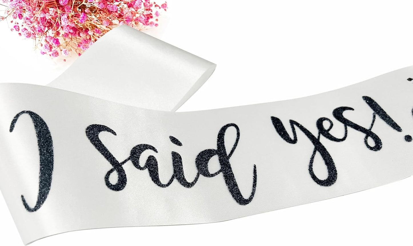 I Said Yes Sash,Future Mrs Sash Engagement Party SashBachelorette Party Sashes, Bridal Shower Sash for Bride to Be,Black
